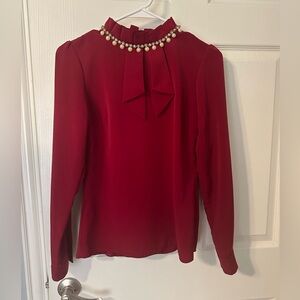 Erici wine red pearl collar shirt size XS